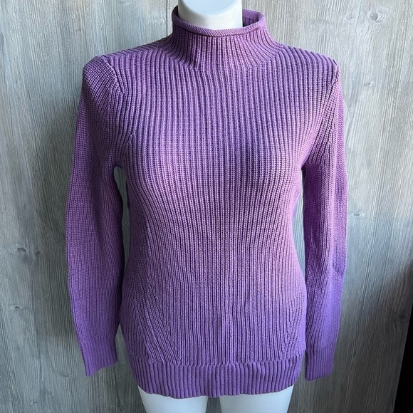 NWT Karen Scott purple lilac mock turtle neck ribbed sweater size medium - Picture 1 of 8